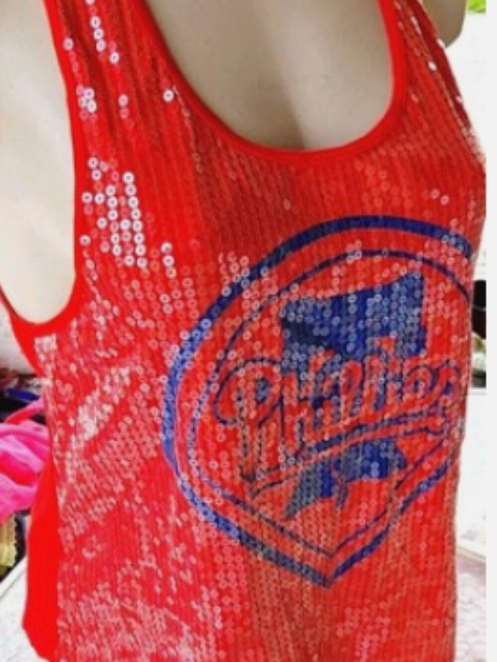 Victoria's Secret PINK Philadelphia Phillies Sequin Racerback Tank Top Size M